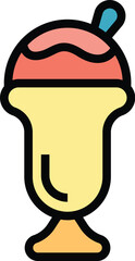 Canvas Print - Popsicle gelato icon outline vector. Cold ice cream. Chocolate gelato color flat