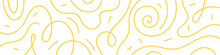 Abstract Noodle Pattern. Graphic Spaghetti Background With Yellow Ramen Noodles. Isolated Vector Illustrations On White Background.
