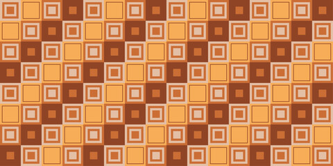 Fototapete - Checkerboard diagonal pattern. Diagonal brown tiles going one after the other. Vector and seamless pattern with brown square tiles.
