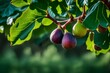 A fig tree with luscious figs hanging from its branches - AI Generative