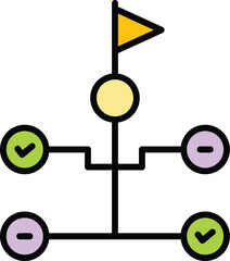 Poster - Target business scheme icon outline vector. Idea plan. Research process color flat