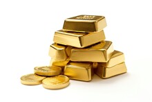 Stack Of Gold Bars And Coins