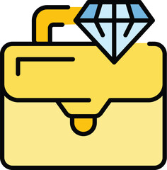 Sticker - Diamond briefcase icon outline vector. Bank finance. Business money color flat