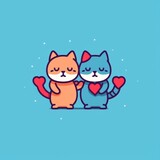 Fototapeta Dinusie - cute cats together mascot cartoon