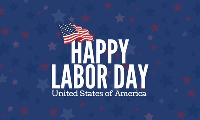 Happy Labor Day poster template. USA Labor Day celebration with American flag banner