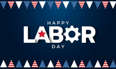Happy Labor Day poster template. USA Labor Day celebration with American flag banner