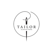 Tailor Logo Template Design With Needle And Thread Concept.Logo For Tailor,clothing,boutique.