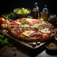 Wall Mural - pizza with salami