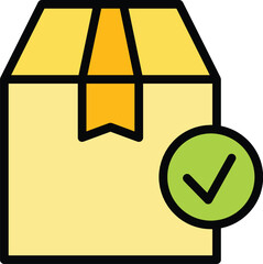 Canvas Print - Delivered parcel icon outline vector. Door courier. Deliver service color flat