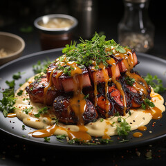 Poster - grilled steak with vegetables