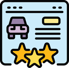 Sticker - Car review icon outline vector. Online document. Vehicle analysis color flat