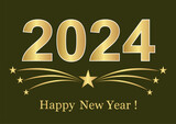 Fototapeta Tulipany - 2024  Happy New Year celebrations. Vector design for background for posters, banners, calendar and greetings.