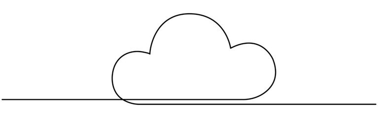 cloud continuous one line drawn. sky linear symbol. vector illustration isolated on white.