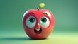 Cute Cartoon Apple Character. Created with Generative AI.	
