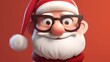 Cute happy santa claus with glasses in cartoon style. Created with Generative AI.
