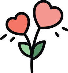 Sticker - Plant of love icon outline vector. Hand grow. Heart seed color flat