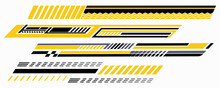 Tuning Racing Sport Stripes. Sports Racing Stickers, Sports Car, Motorbike And Boat Decals. Striped Vehicle Tuning Bars Flat Vector Illustration Set