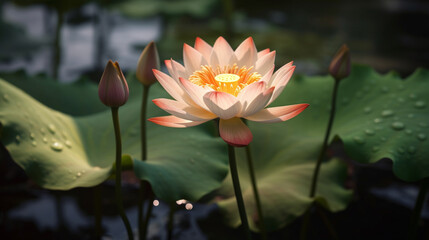 Wall Mural - water lily in the pond HD 8K wallpaper Stock Photographic Image
