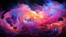  An Abstract Painting Of Pink, Blue, And Orange Swirls.  Generative Ai