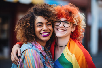 Wall Mural - Closeup of gay, lesbian, genderless diverse people representing the diversity of the lgbtq community. Generative AI