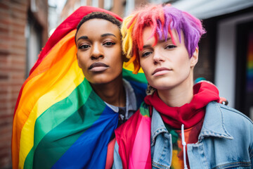 Wall Mural - Closeup of gay, lesbian, genderless diverse people representing the diversity of the lgbtq community.