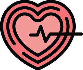 Poster - Healthy pulse icon outline vector. Human heart beat. Monitor ekg color flat