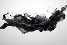 Close Up View Of Black Paint Splash In Water Isolated On Gray
