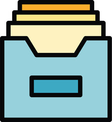 Poster - File folder icon outline vector. Portfolio document. Computer paper color flat