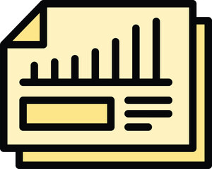 Sticker - Business files icon outline vector. File document. Computer folder color flat