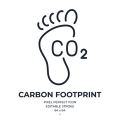 Wall Mural - CO2 carbon footprint editable stroke outline icon isolated on white background flat vector illustration. Pixel perfect. 64 x 64.