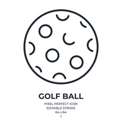 Wall Mural - Golf ball editable stroke outline icon isolated on white background flat vector illustration. Pixel perfect. 64 x 64.