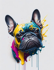 French Bulldog Dog white background Splash Art 2