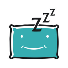 Sleep - Modern Vector Single-line Icon. Bed On A Pillow With Some Sleeping Sound. Representation Of Rest, Relaxation, Restoration Of Energy