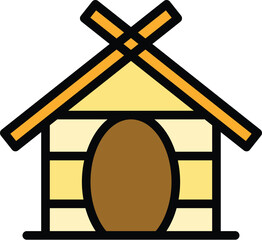 Sticker - Roof dog kennel icon outline vector. Pet house. Doghouse hut color flat