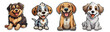Stickers of four cute dogs