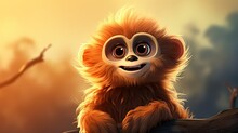  A Monkey Sitting On A Tree Branch With A Blurry Background.  Generative Ai