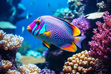 Generative AI A Colorful Fish Swimming Through A Coral Reef