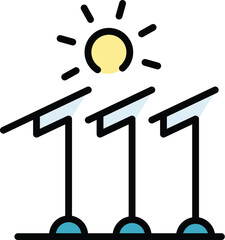 Sticker - Solar panel technology icon outline vector. Sun energy. Sunlight power color flat