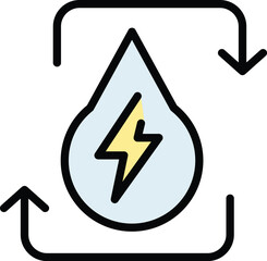 Sticker - Renewable water energy icon outline vector. Eco power. Recycle industry color flat