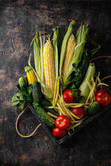 Wall Mural - Assortment of various vegetables. Summer harvest.