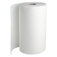 Paper towel. A white roll of paper towel. Disposable towels. Soft towel or napkin for cleaning kitchen, bathroom. Towels for Wipe hands. Toilet paper. Macro high resolution photo. Isolated background 