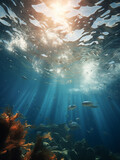 Fototapeta Sypialnia - An underwater scenery background, created with generative AI technology
