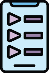 Sticker - Phone audio course icon outline vector. Online conference. Web academy color flat