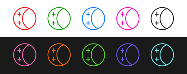 Wall Mural - set line eclipse of the sun icon isolated on black and white background. total sonar eclipse. vector