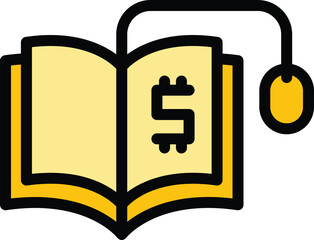 Sticker - Electronic book icon outline vector. Computer ebook. Digital learn color flat