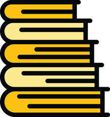 Poster - Books stack icon outline vector. Pile textbook. School library color flat