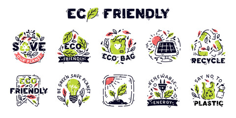 Poster - Eco Friendly Badges and Ecology Emblem Vector Set