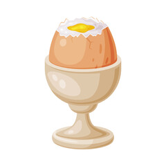 Poster - Soft-boiled Egg Served in Cup with Yellow Yolk Vector Illustration