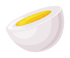 Sticker - Boiled Egg Half with White and Yellow Yolk Vector Illustration