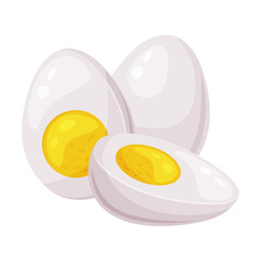 Poster - Boiled Egg Half with White and Yellow Yolk Vector Illustration